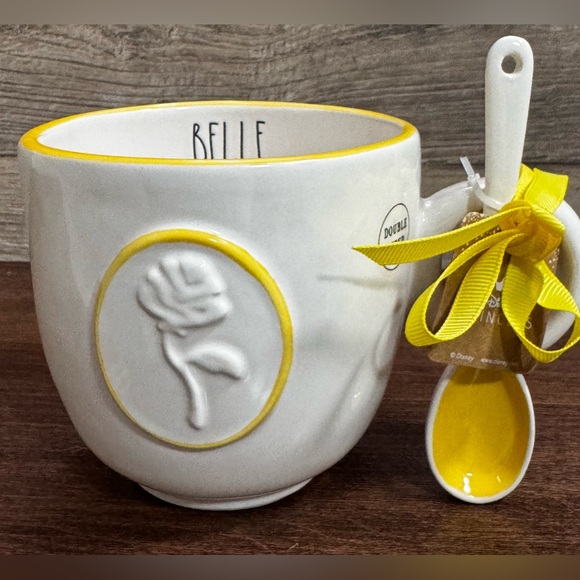 Rae Dunn Disney Beauty And The Beast BELLA Double Side Mug with Spoon 🥄 … - Picture 5 of 11